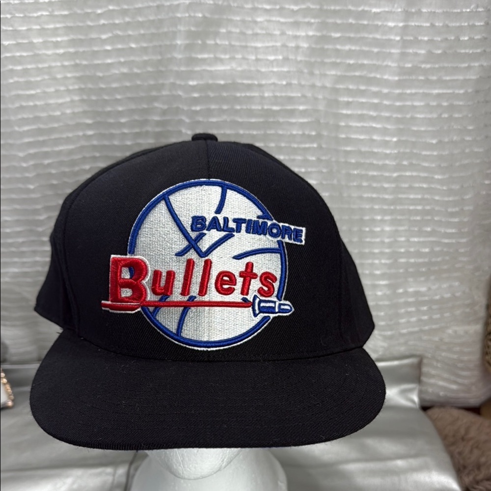 (W4) Mitchell & Ness, Baltimore Bullets Black Cap,100% wool vintage